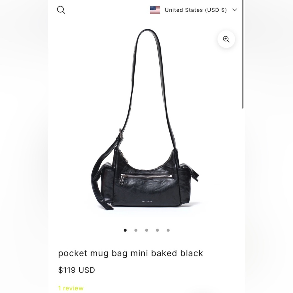 SAMO ONDOH pocket mug bag mini baked black shoulder bag